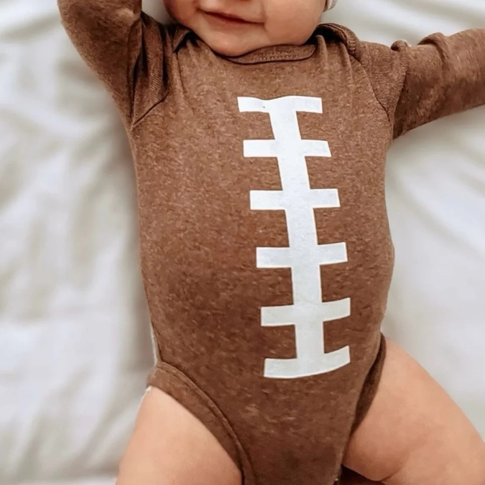 Brown Football Long Sleeve Bodysuit